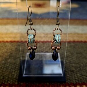 Elegant Turquoise and Black Dangle Earrings